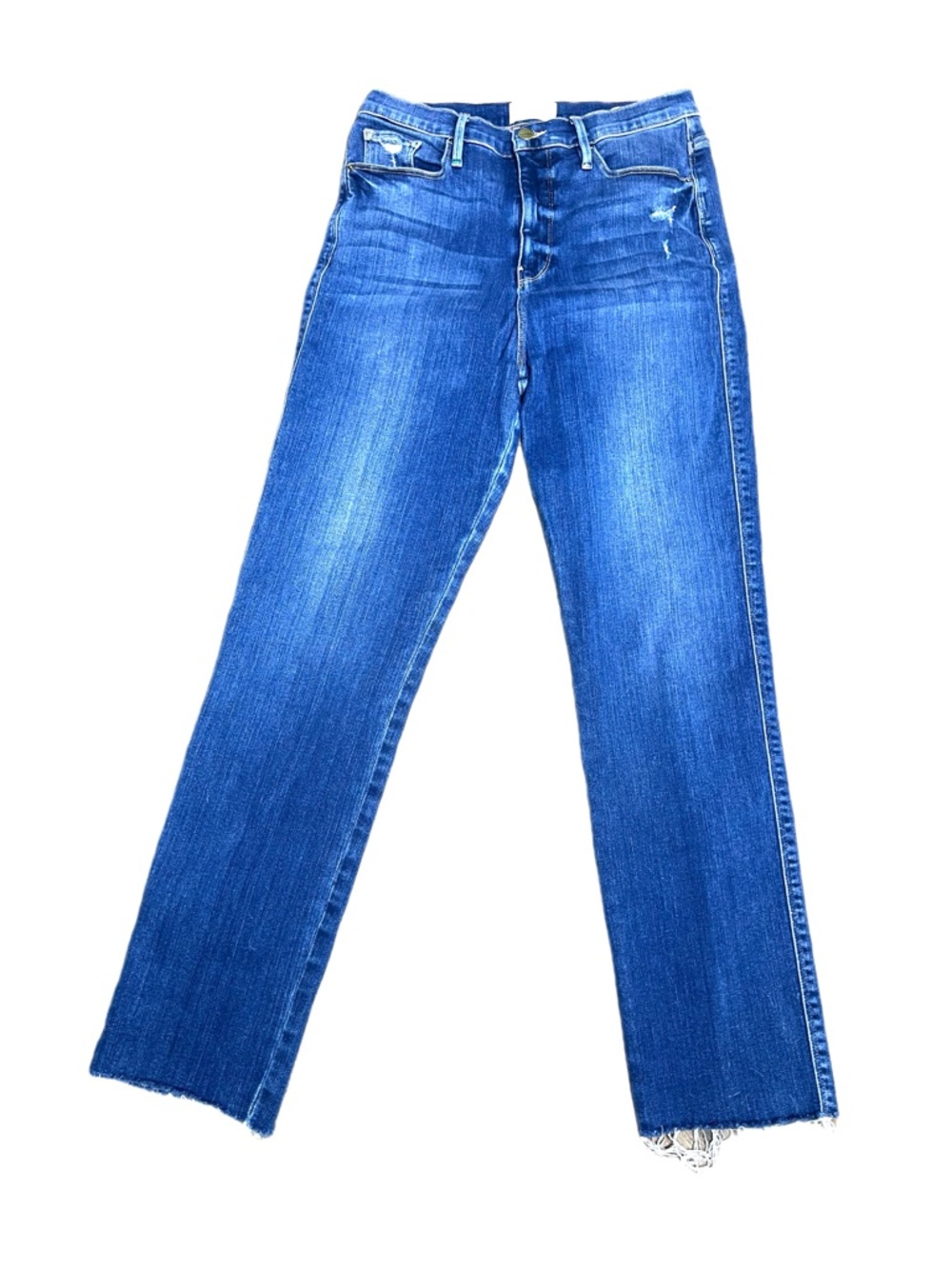 FRAME Le Sylvie Slender Straight Jeans Size 29 Packard Rips Raw Hem
